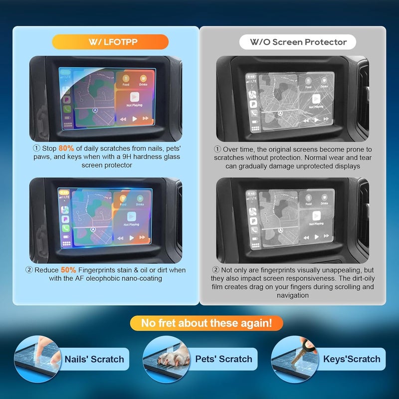 LFOTPP SILVERADO 1500 7 Inch 2014-2021 LTZ MyLink Car Navigation Screen Protector, [9H] Tempered Glass Infotainment Center Touch Display Screen Protector Anti Scratch High Clarity (7 Inch) - Image 2